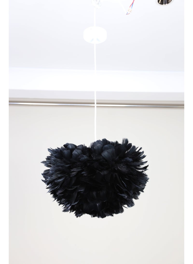 Hummer Modern black feather chandelier, diameter 40 single, E27*1L cm - Image 3