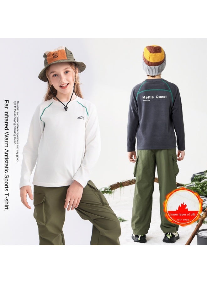 مكد [cloud Soft Shirt] تي شيرت طويل الأكمام صلب اللون من قطعتين من الف fleece للفتيان والفتيات، طبقة أساسية مضادة للكهرباء الساكنة للخريف والشتاء - Image 3