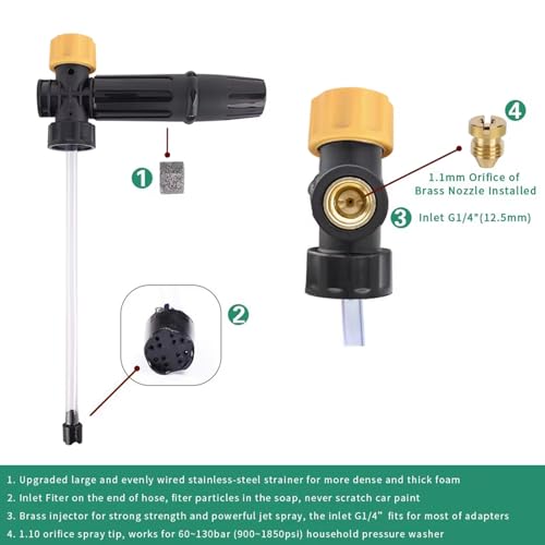 BEAR FORCE BEARFORCE Electric Pressure Washer DIY Foam Cannon with Connector, Power Washer Adjustable Snow Foam Lance 0.6L Bottle, Compatible with Sun Joe & Some of AR Blue Clean… - Image 5