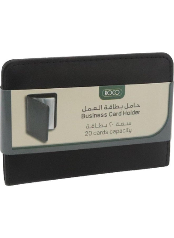 ROCO Business Card Holder 20 Cards8.5 X 5.4 cm Card Size PU Material Black - Image 1