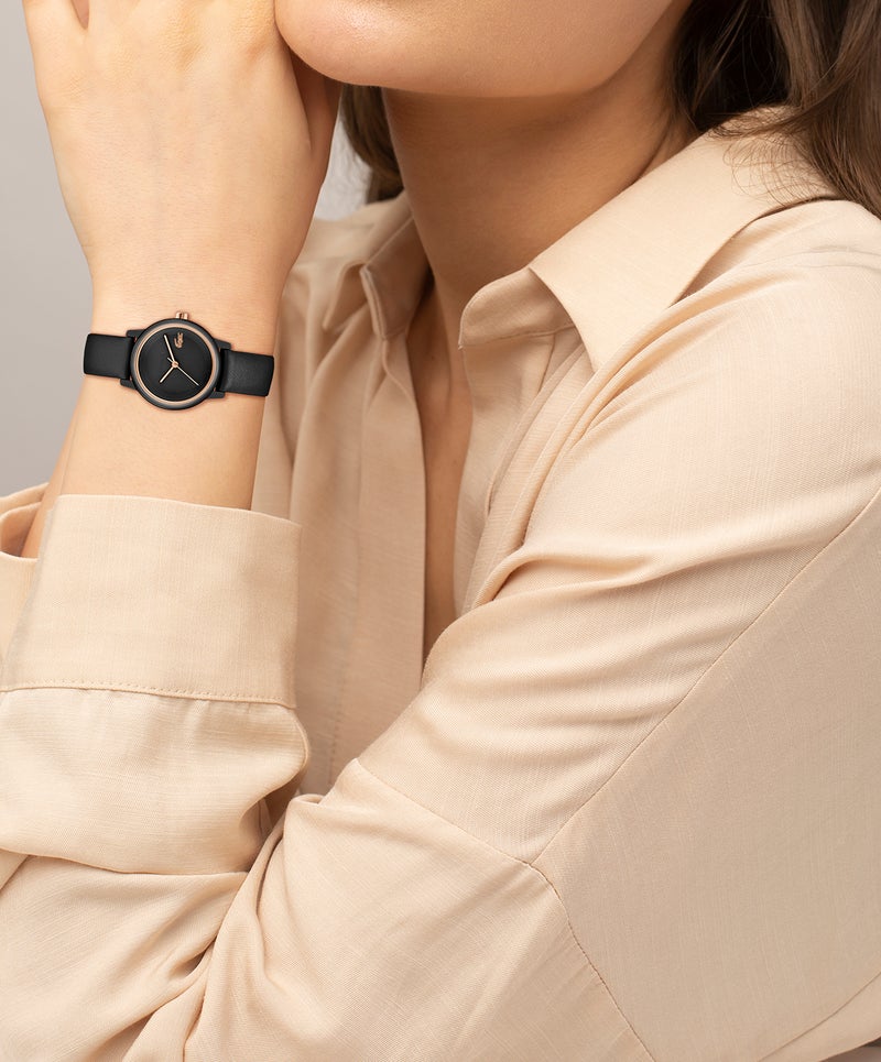 LACOSTE Round Analog Women'S Black Aluminum Case  Watch - Image 5