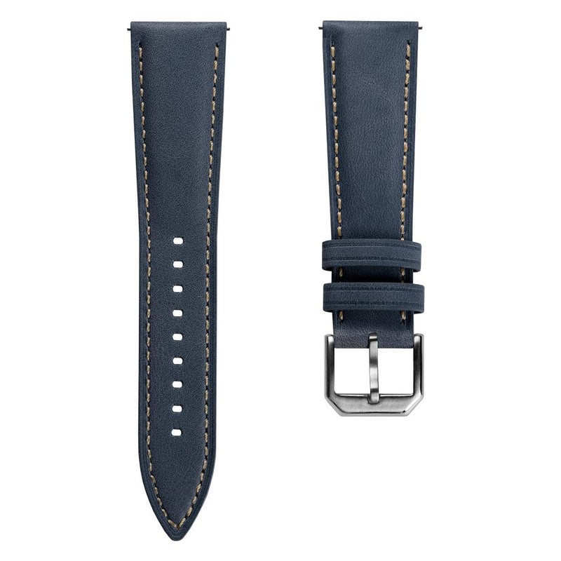 WatchGecko Whitby Vintage Padded Leather QR Watch Strap Dark Blue 20mm - Image 2