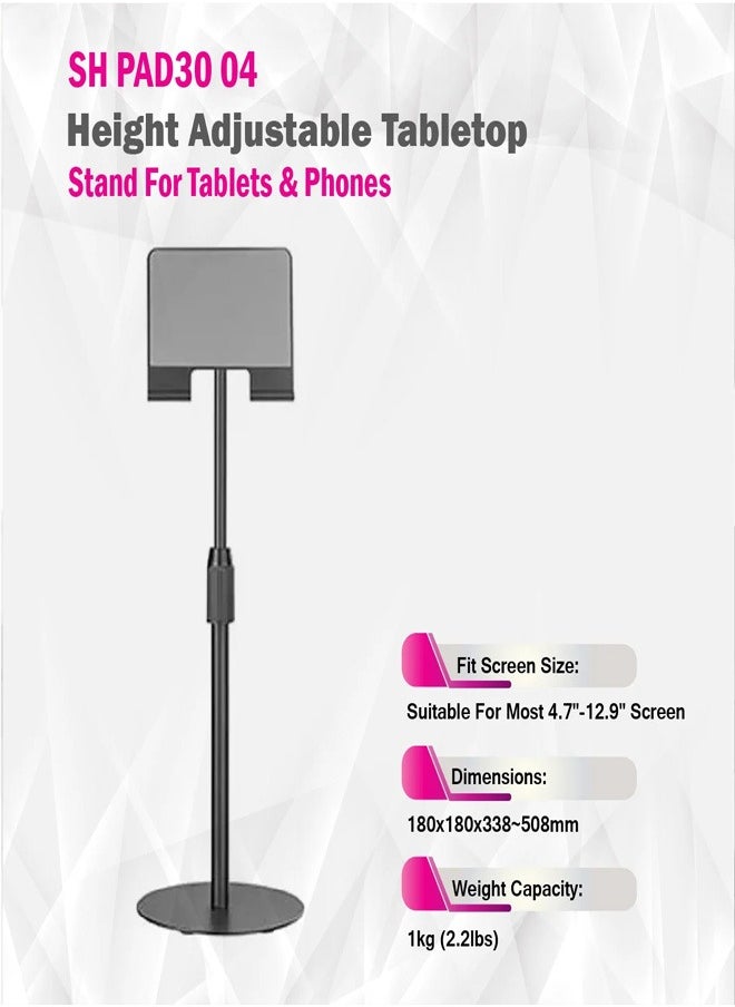 Skill Tech SH PAD30 04 Height Adjustable Tabletop Stand for Tablets & Phones, 4.7"-12.9" Screen, 1kg Load Capacity – Black  - Image 4