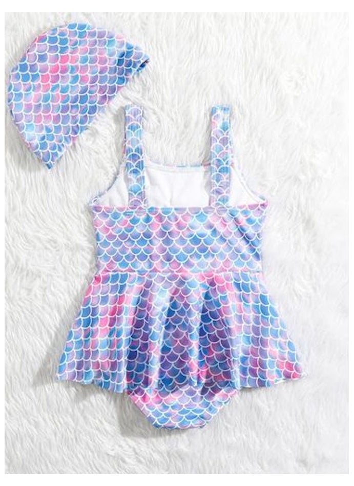 Shein Baby Fish Scales One Piece Swimsuit & Hat - size 18-24 M  - Image 2
