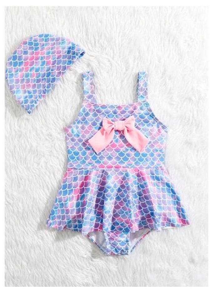Shein Baby Fish Scales One Piece Swimsuit & Hat - size 18-24 M  - Image 3