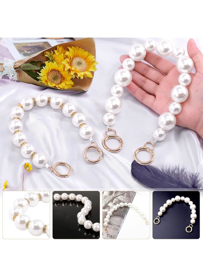 3Pcs Purse Replacement Chains Set with Clasp, Imitation Pearl Bead Short Purse Chain, Heavy Chunky Metal Chain, Long Handbag Shoulder Straps Chain for Crossbody Shoulder Bag Handbag  - Image 3