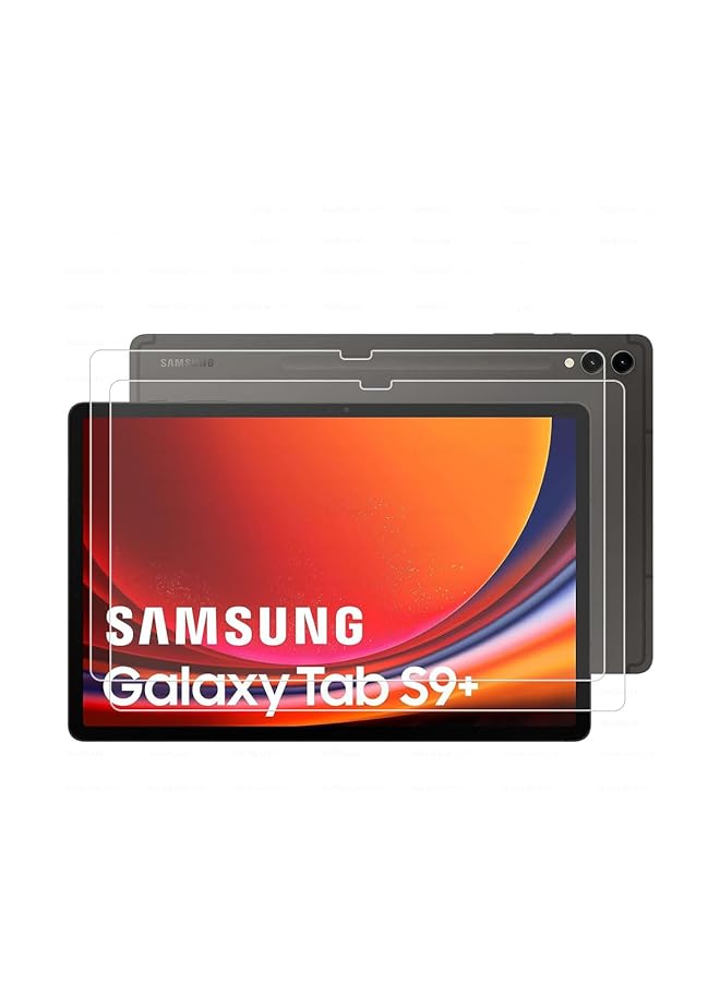 2Pack Compatible For Samsung Galaxy Tab S9 Plus Tab S9 Fe Plus Tab S8 Plus Screen Protector 12.4 Inch Full Screen 9H Hardness Hd Clear Tempered Glass Protector Film Anti Scratch - Image 1
