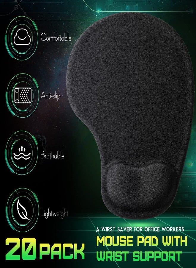 Yunsailing 20 Pieces Ergonomic Mouse Pad with Wrist Support Gel Mouse Pad with Wrist Rest Black Pain Relief Comfortable Gaming Memory Foam Non Slip PU Base for Computer Laptop Home Office Travel - Image 2