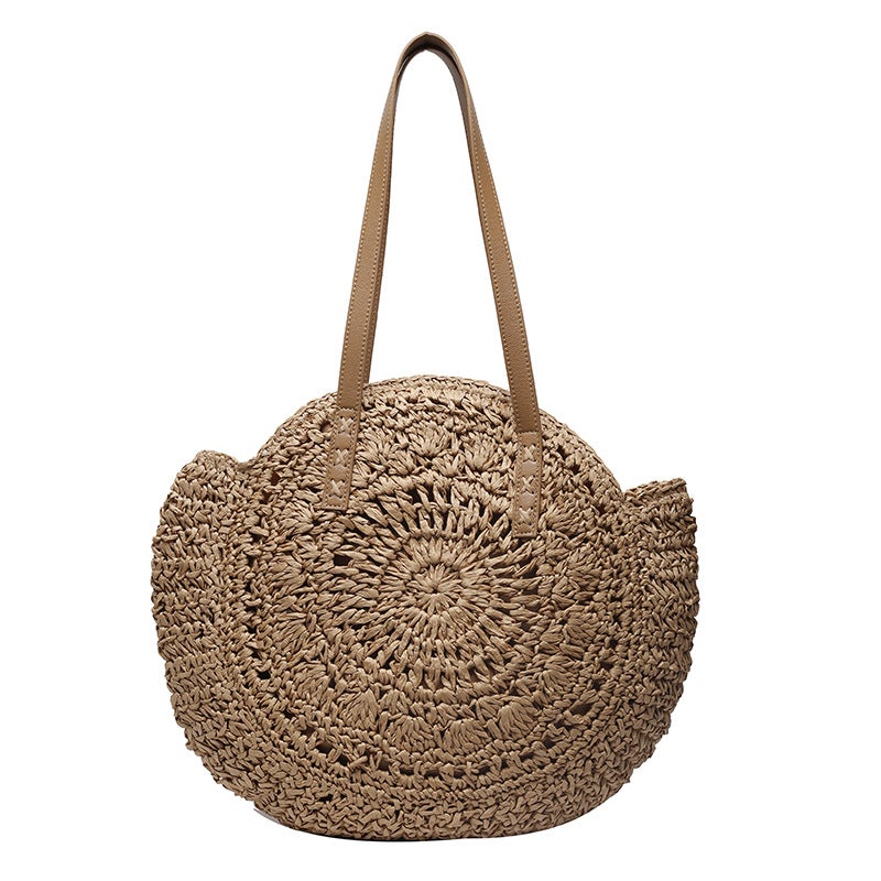 Retro Forest Style Round Crochet Straw Bag Women'S Summer Bag Easiest For Match Beach Travel Leisure Bag - Image 1