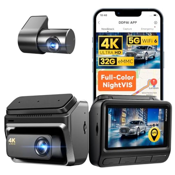 ddpai Dash Cam Front And Rear, 4K + 1080P Dash Camera For Cars, Real 4K Dashcam With 32G Emmc, Full Color Night Vision, 5Ghz Wifi 6, 7 Days Parking Mode, Gps, 3" Ips, Adas, Wdr, Loop Recording, Z60 - Image 4