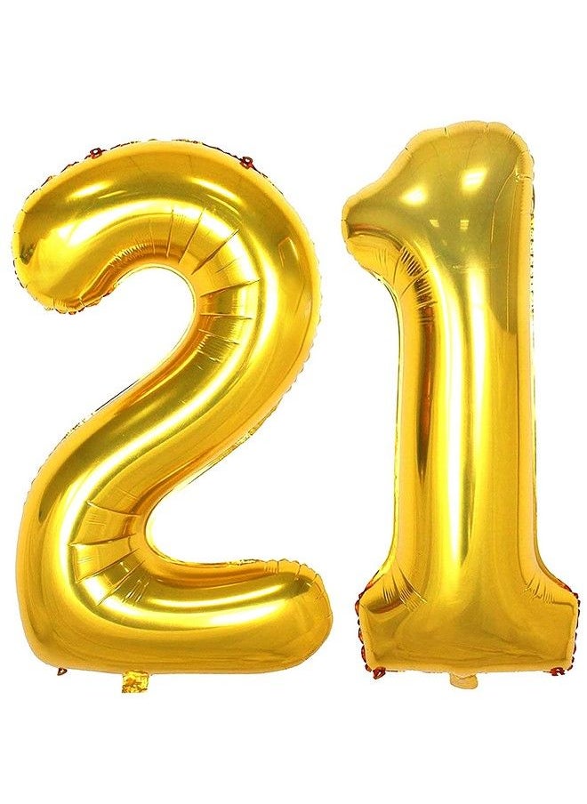 JONHAMWELBOR 21 Number Balloons Gold Big Giant Jumbo Number 21 Foil Mylar Balloons For 12Th Or 21St Birthday Party Supplies 21 Anniversary Events Decorations  - Image 2