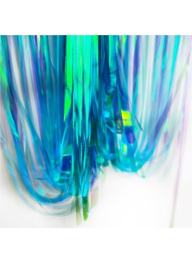 Colorful Blue Rain Silk Curtain, 1.2 Meter Metallic Tinsel Streamers Party Backdrop For Outdoor Corridors, Birthday Party Decoration Backgrounds, Holiday Party Venue Layouts, Etc. - Image 2