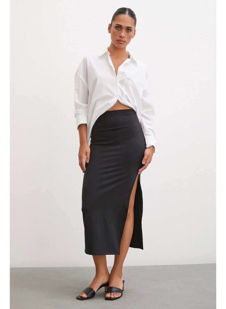 Never More Slit Long Skirt Black  - Image 3
