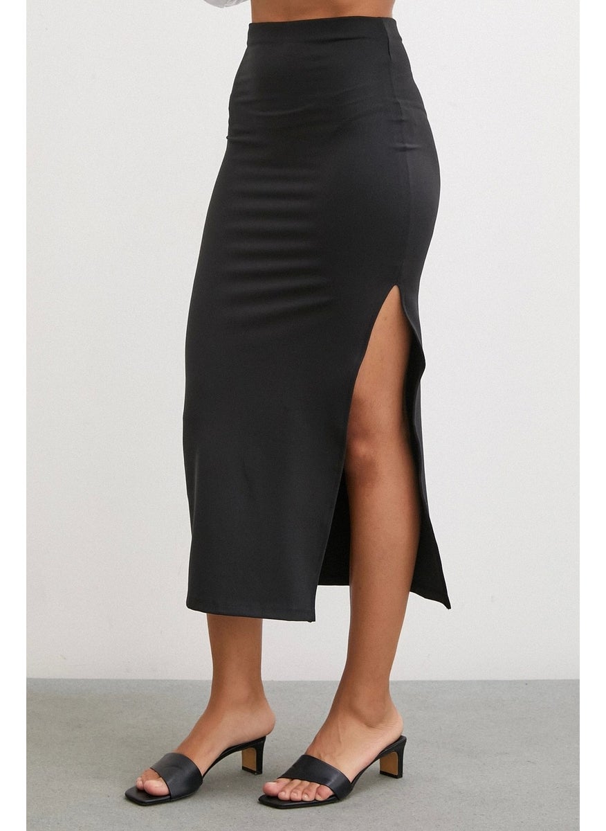 Never More Slit Long Skirt Black  - Image 4