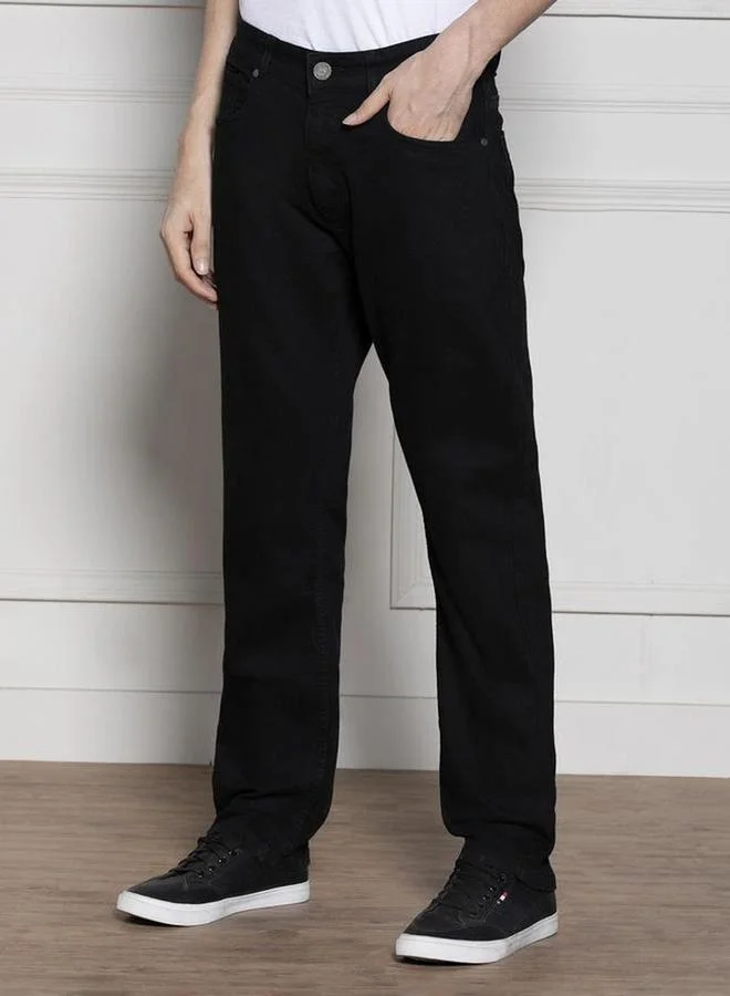 Dennis Lingo Men Black Relaxed Fit Clean Look Stretchable Jeans
