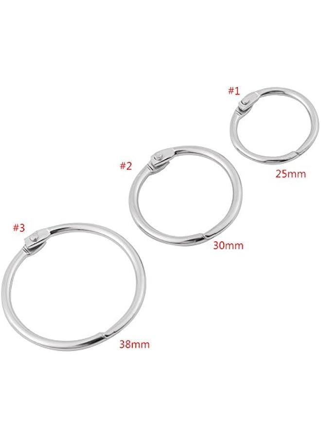 20PCS Loose Leaf Book Rings, 25mm/30mm/38mm Metal Rings Key Rings Plated Hinged O Ring for School, Home, Office and Key Rings Or Key Chain for Documents and Flash Card - Image 2