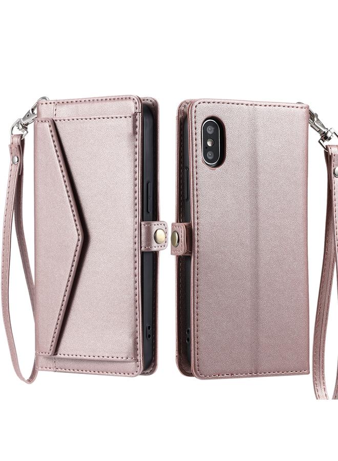 S-TOP Case For iPhone XS / X Wallet Multi-card Slot Leather Phone Case with Lanyard - Image 1
