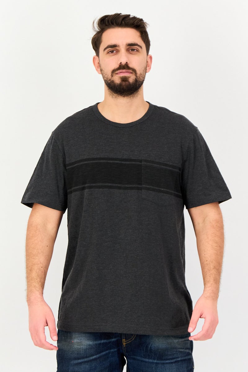 Chaps Men Crew Neck Short Sleeve Heather T-Shirt, Dark Grey - Image 1