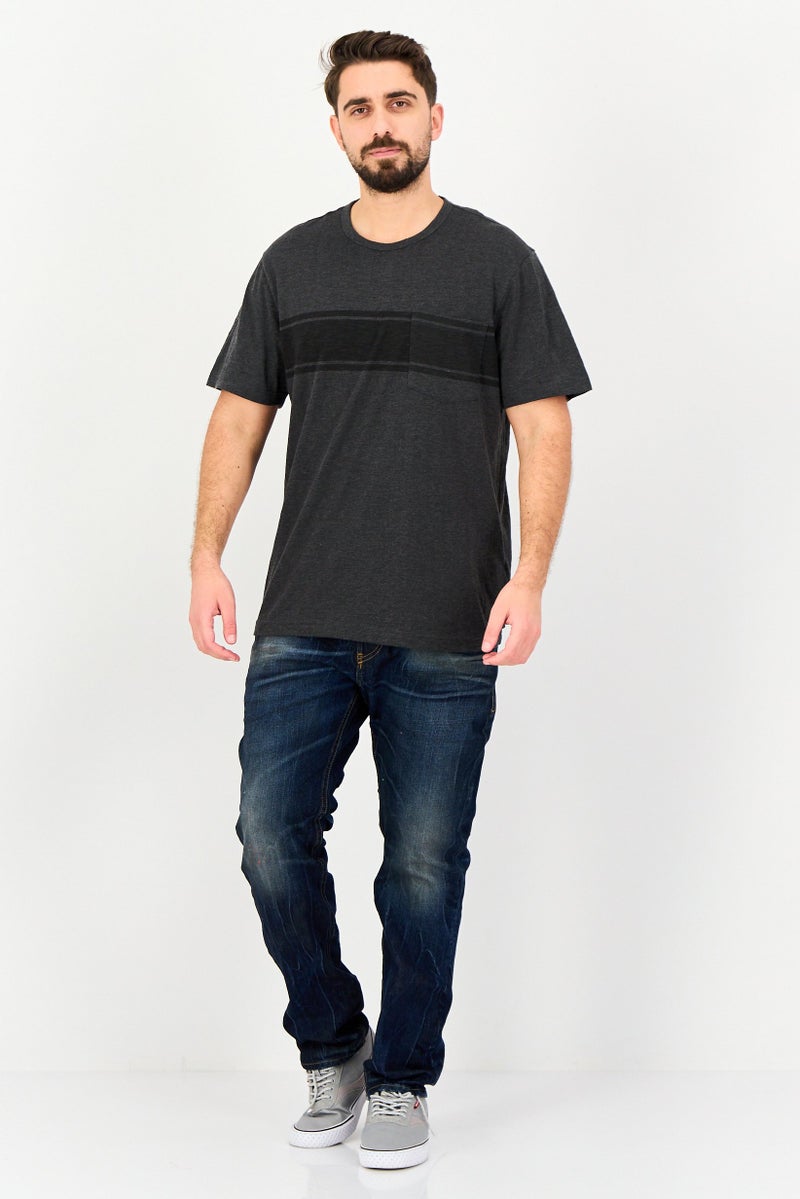 Chaps Men Crew Neck Short Sleeve Heather T-Shirt, Dark Grey - Image 4