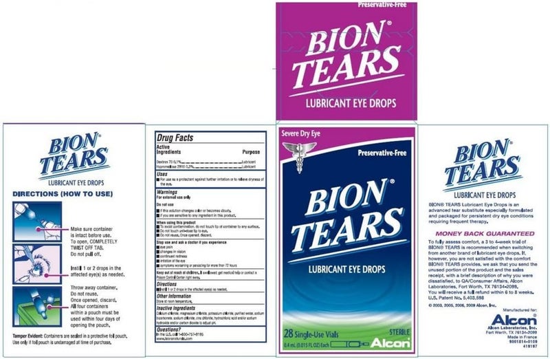 Bion قطرات عين بيوون تيرز المرطبة في أمبولات للاستخدام الفردي 28 حبة - Image 2
