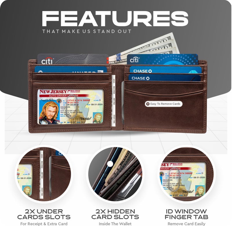 Claasico Wallet for Men’s - Genuine Leather Slim Bifold RFID Wallet - Gift for Men Packed in Stylish Gift Box - Image 4