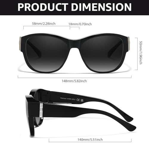 FIMILU 2PCS Polarized Sunglasses Fit Over Glasses for Women, Round Sunglasses for Driving & Outdoor UV400 Protection - Image 4