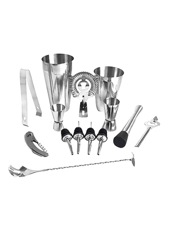 NIBEMINENT 13-Piece Cocktail Shaker Bartender Kit Silver
