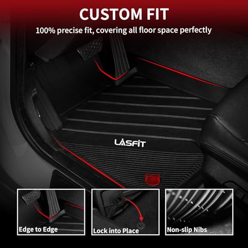 LASFIT حصائر أرضية LASFIT تناسب BMW X3 2018-2024 / BMW X4 2019-2024، حصائر مطابقة من TPE مقاومة للماء لجميع الأحوال الجوية للمقاعد الأمامية والخلفية، باللون الأسود - Image 2