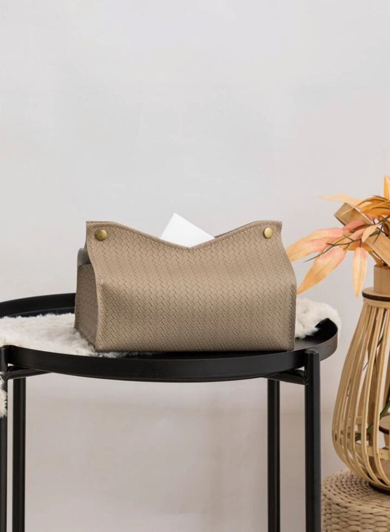 علبة مناديل مصنوعة من الجلد لون رمادي - Image 1