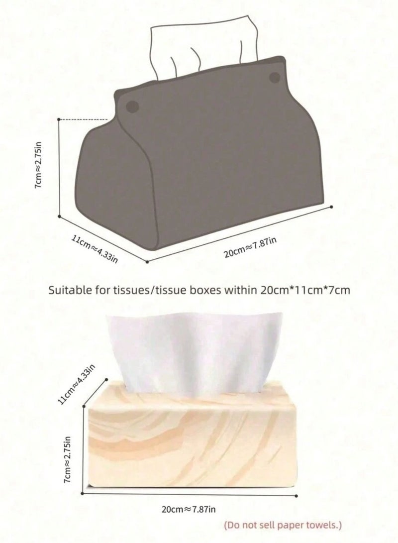 علبة مناديل مصنوعة من الجلد لون رمادي - Image 4