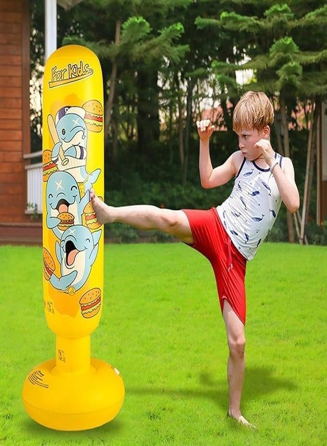 swabs® Standing Bounce Back Boxing Toy for Boys & Girls, Indoor Outdoor Sports Fun Toy | Inflatable Punching Bag for Kids - Dolphin Cartoon Design - Image 1