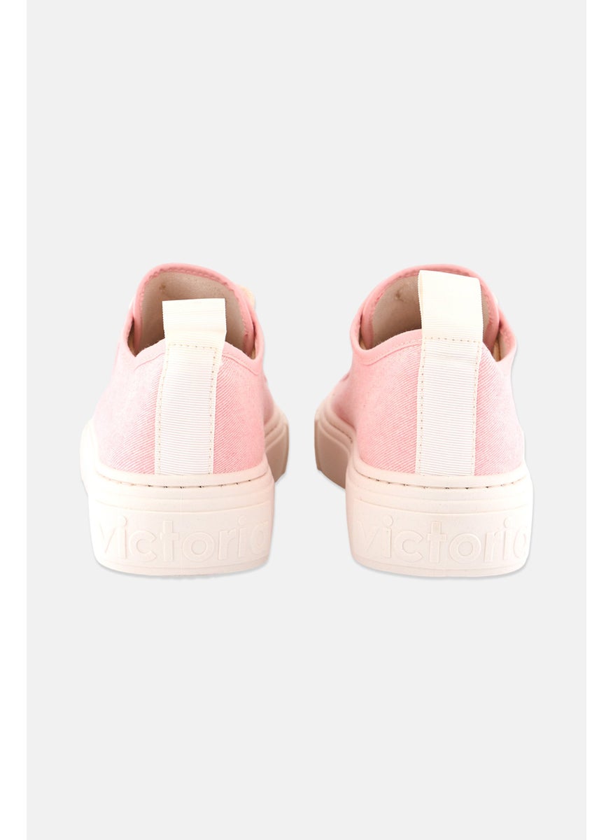 Victoria - Women Lace Up Casual Shoes, Pink - Image 1