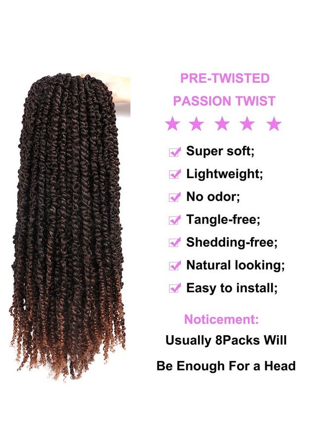 Outernice 8 Packs Passion Twist Crochet Hair 20 Inch Prelooped Crochet Braids Pretwisted Spring Twist Crochet Hair For Black Women (20 Inch (Pack Of 8) T30)  - Image 3