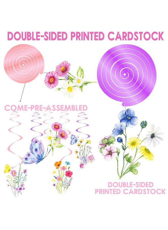 umoni Wildflower Hanging Swirl Decorations Wildflower Baby Shower Decorations A Little Wildflower is on Her Way Baby Shower Supplies - Image 3