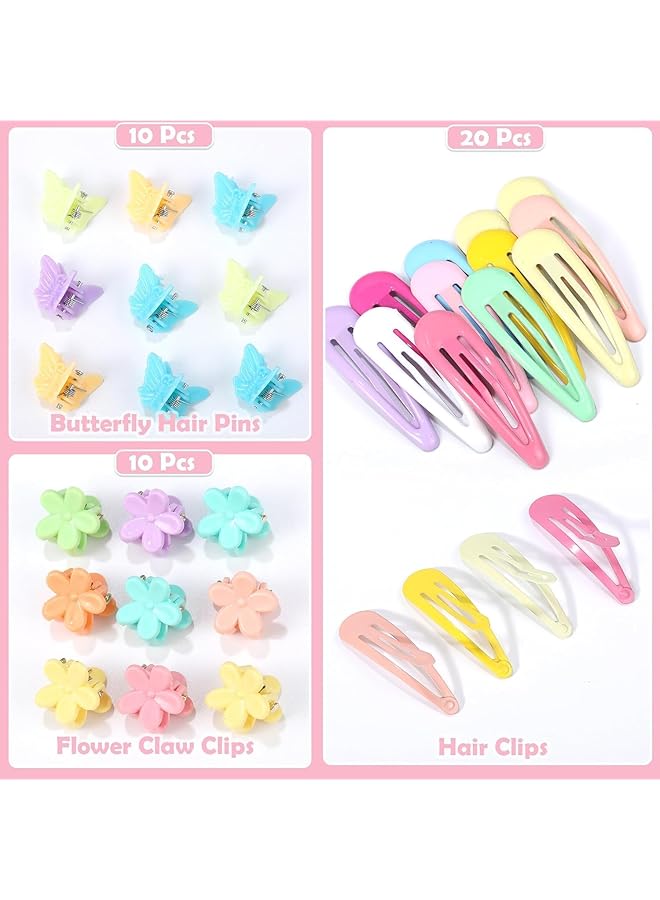 كاست ويف مجموعة ربطات شعر للأطفال مكونة من 1543 قطعة، حامل ذيل حصان، عصابات مطاطية للشعر مع مشابك شعر وأدوات ذيل شعر، إكسسوارات شعر ملونة للبنات والرضع والأطفال الصغار، 20 لونًا - Image 4