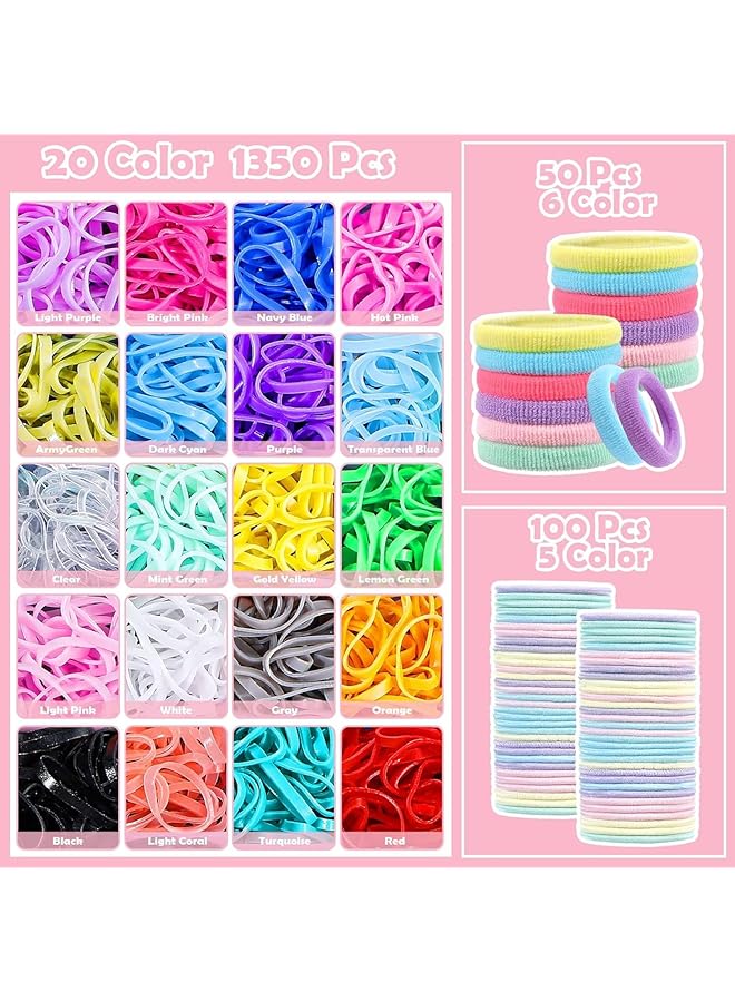 كاست ويف مجموعة ربطات شعر للأطفال مكونة من 1543 قطعة، حامل ذيل حصان، عصابات مطاطية للشعر مع مشابك شعر وأدوات ذيل شعر، إكسسوارات شعر ملونة للبنات والرضع والأطفال الصغار، 20 لونًا - Image 3