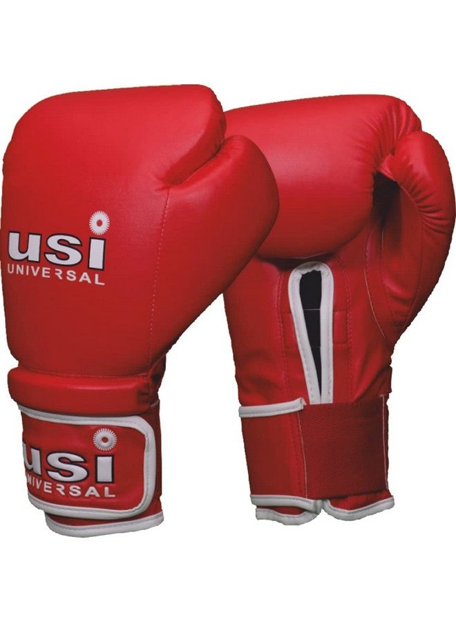 USI UNIVERSAL Boxing Gloves, 612 Reliance Punching Bag Gloves For Boxing, Kickboxing, Muay Thai, MMA, Durable Pu Material, Elasticated Hook & Loop Wrist Closure, Foam Padding (Size 12oz, Color Red) - Image 1