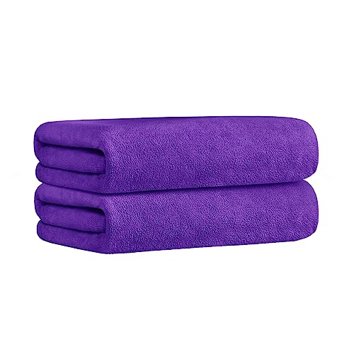 JML Microfiber Bath Towels, 2 Pack Extra Large Bathroom Towel 30" x 60", Oversized, Ultra Soft, Super Absorbent and Fast Drying, No Fading for Hair, Yoga, Gym, Violet - Image 2