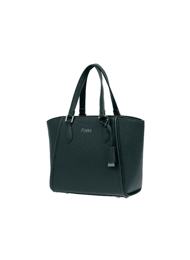 Foska Women's Large Structured Tote & Shoulder Bag - Dark Green - 35.5x29 cm - Image 2