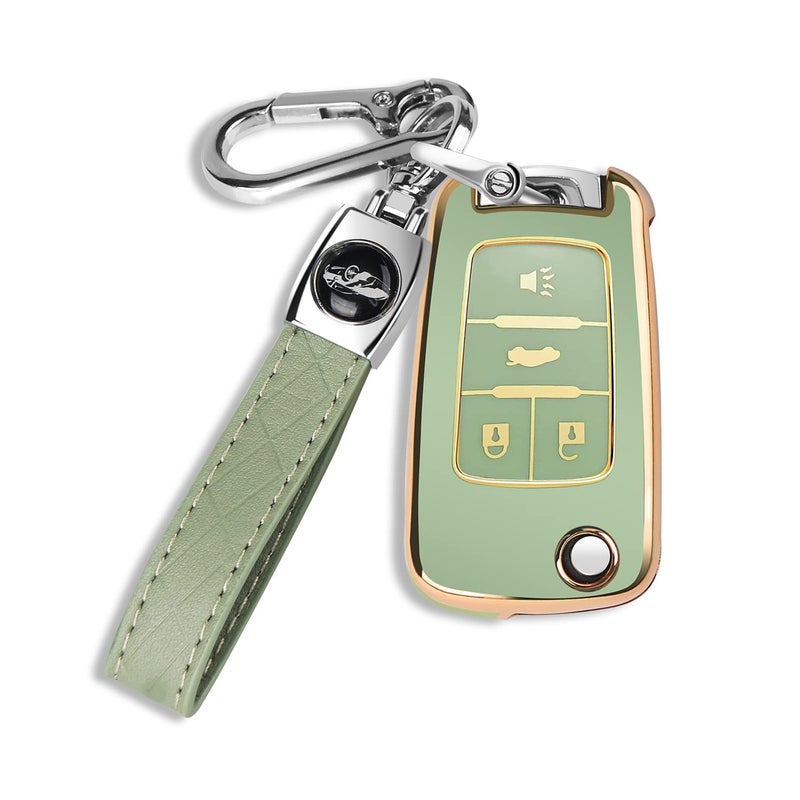 QBUC for Chevy Key Fob Cover Fit for 4 Buttons with Keychainfor Chevrolet Equinox Camaro Cruze Malibu Sonic Buick Terrain