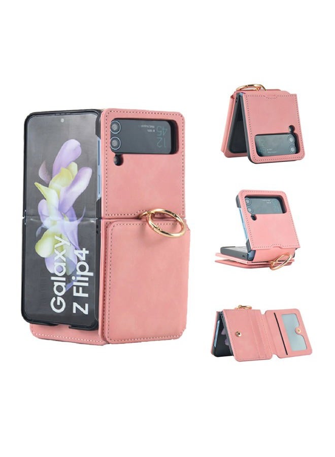 Asuwish Phone Case for Samsung Galaxy Z Flip 4 5G 2022 Wallet Cover with Ring Crossbody Strap Lanyard Credit Card Holder Stand Cell Accessories ZFlip4 Z4 Flip4 4Z Women Men Rosegold - Image 1