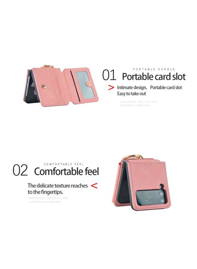 Asuwish Phone Case for Samsung Galaxy Z Flip 4 5G 2022 Wallet Cover with Ring Crossbody Strap Lanyard Credit Card Holder Stand Cell Accessories ZFlip4 Z4 Flip4 4Z Women Men Rosegold - Image 4