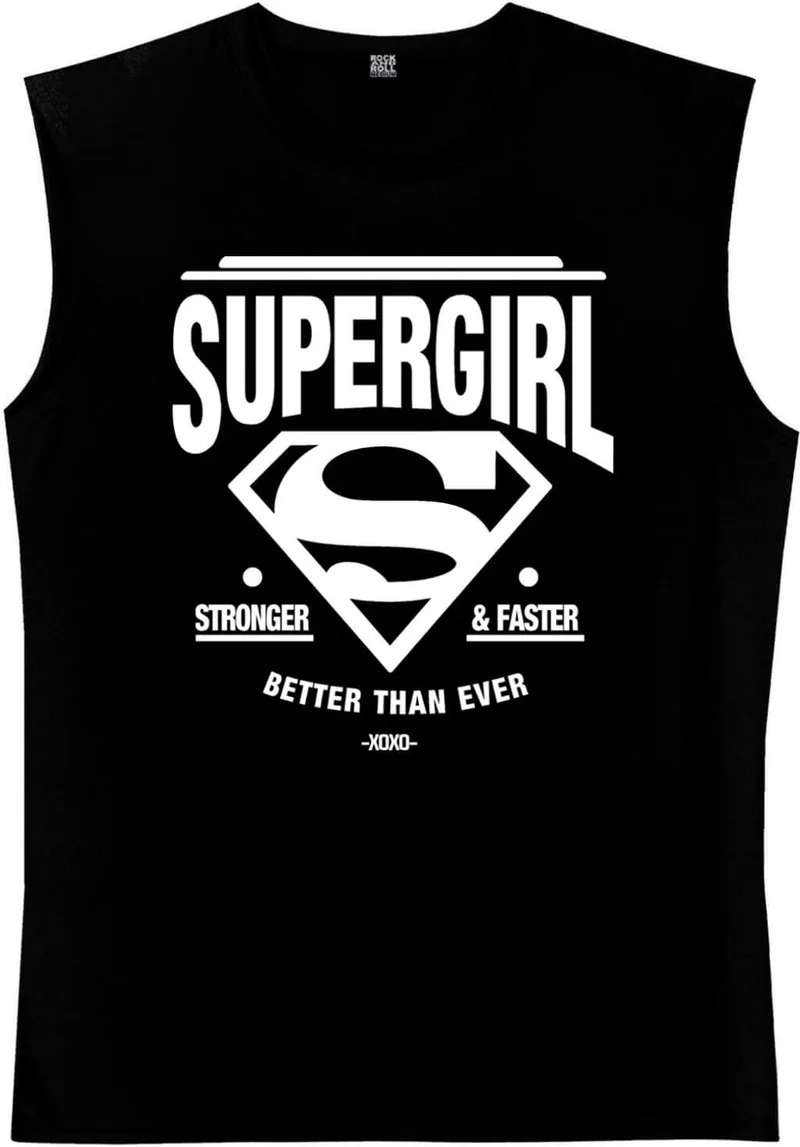 روك اند رول Superman Black Cut Sleeve / Sleeveless Men's T-Shirt