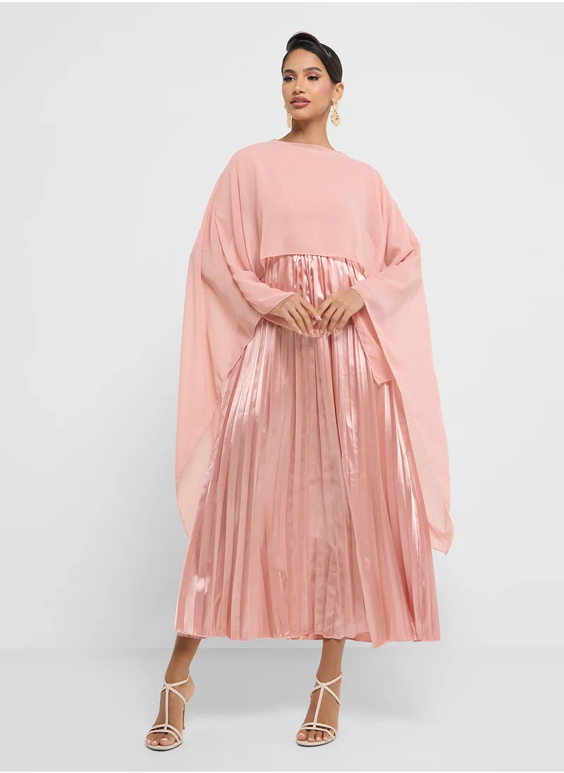 Khizana Cape Style Dress With Pleats