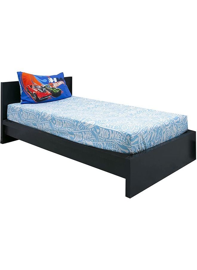Hotel Linen Klub - Kidz Klub Hot Wheel Fitted Sheet Single 2 pcs set- Fabric Super Soft Quality Size: Fitted Sheet 120 x 200cm+25cm + 1 Pillowcase 5 x75cm,Sky Blue - Image 1