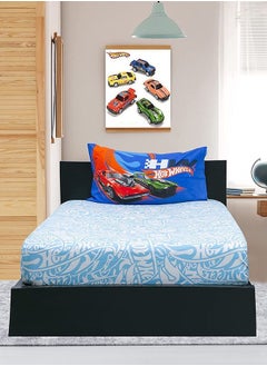 Hotel Linen Klub Kidz Klub Hot Wheel Fitted Sheet Single 2 pcs set- Fabric Super Soft Quality Size: Fitted Sheet 120 x 200cm+25cm + 1 Pillowcase 5 x75cm,Sky Blue  - Image 1