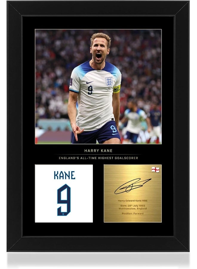 Win FC Harry Kane Framed Photo Display - Reproduced Digital Signature - Gift for England Football Fans - Image 1