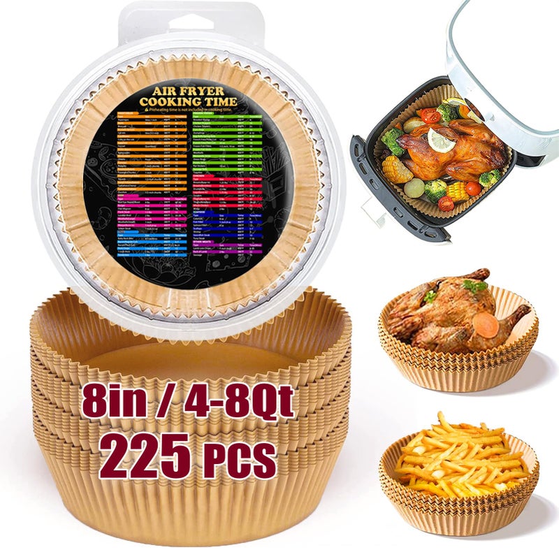 ZOWVAAM 225PCS Air Fryer Paper Liners, 8 Inch Round Air Fryer Parchment Paper Liners for 5-8QT Air fryer, Non-stick Oil Resistant Airfryer Liners for Baking Roasting Microwave - Image 1