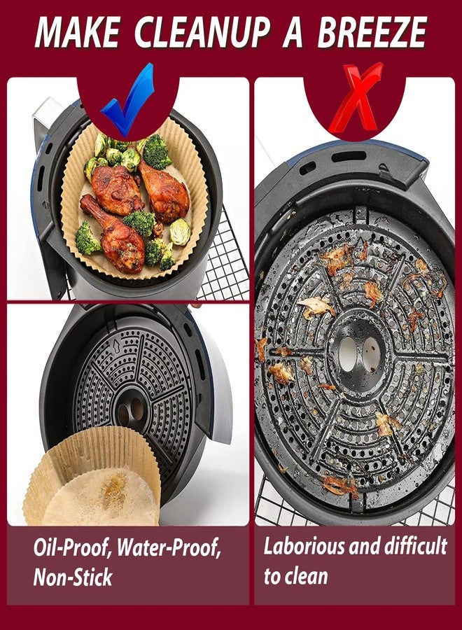ZOWVAAM 225PCS Air Fryer Paper Liners, 8 Inch Round Air Fryer Parchment Paper Liners for 5-8QT Air fryer, Non-stick Oil Resistant Airfryer Liners for Baking Roasting Microwave - Image 3