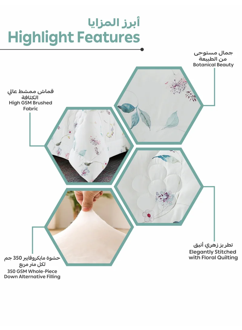 Donetella Bedding Comforter Set, King Size Fits 200x200 cm - 6-Pcs Digital Print Quilted Bed Set, Microfiber Fabric - 1 Comforter, 1 Fitted Sheet, 2 Pillow Shams, 2 Pillowcases.